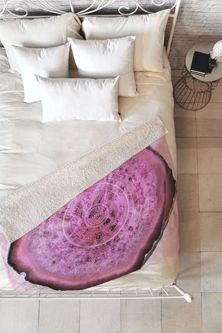 Emanuela Carratoni Agate Mandala Fleece Throw Blanket