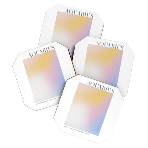 Emanuela Carratoni Aquarius Zodiac Sign Gradient Coaster Set