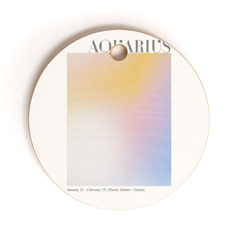 Emanuela Carratoni Aquarius Zodiac Sign Gradient Cutting Board Round