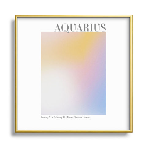 Emanuela Carratoni Aquarius Zodiac Sign Gradient Square Metal Framed Art Print