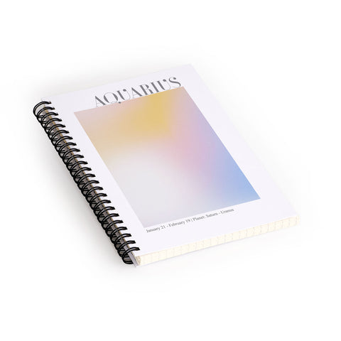 Emanuela Carratoni Aquarius Zodiac Sign Gradient Spiral Notebook