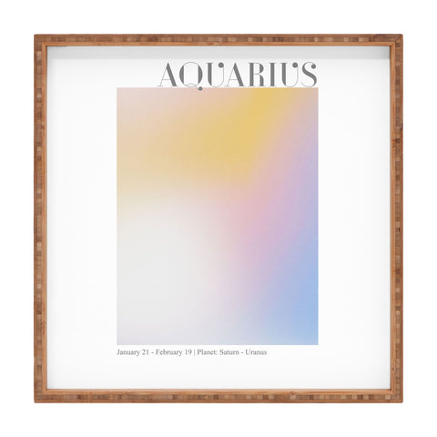 Emanuela Carratoni Aquarius Zodiac Sign Gradient Square Tray