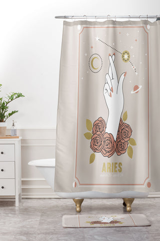 Emanuela Carratoni Aries Zodiac Series Shower Curtain And Mat