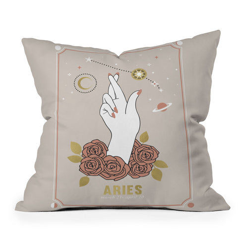 Emanuela Carratoni Aries Zodiac Series Throw Pillow