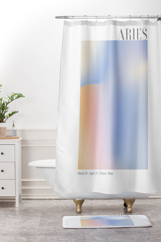 Emanuela Carratoni Aries Zodiac Sign Gradient Shower Curtain And Mat