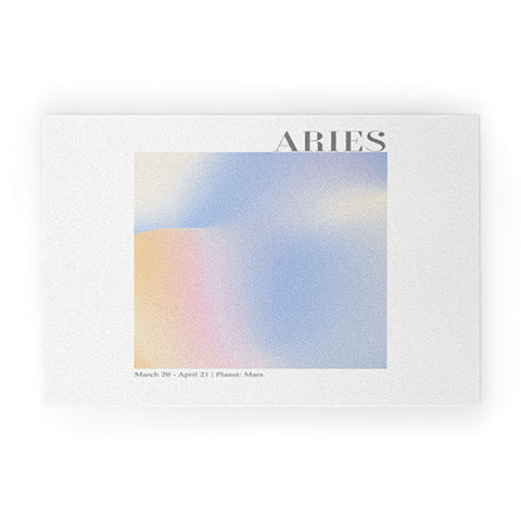 Emanuela Carratoni Aries Zodiac Sign Gradient Welcome Mat