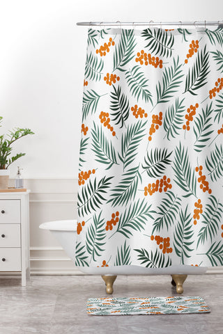Emanuela Carratoni Autumnal Berries Shower Curtain And Mat
