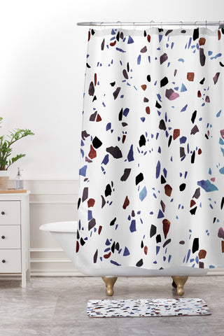 Emanuela Carratoni Autumnal Terrazzo Texture Shower Curtain And Mat