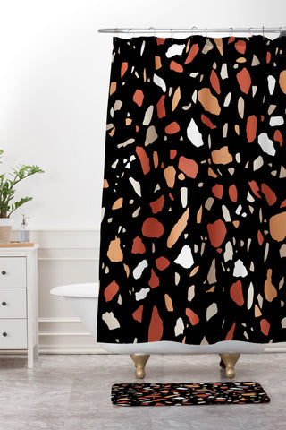 Emanuela Carratoni Baked Earth Terrazzo Shower Curtain And Mat