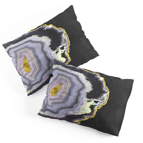 Emanuela Carratoni Black and Gold Agate Pillow Shams