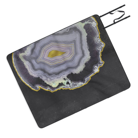Emanuela Carratoni Black and Gold Agate Picnic Blanket