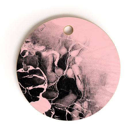 Emanuela Carratoni Black Marble and Pink Cutting Board Round