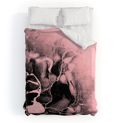 Emanuela Carratoni Black Marble and Pink Duvet Cover