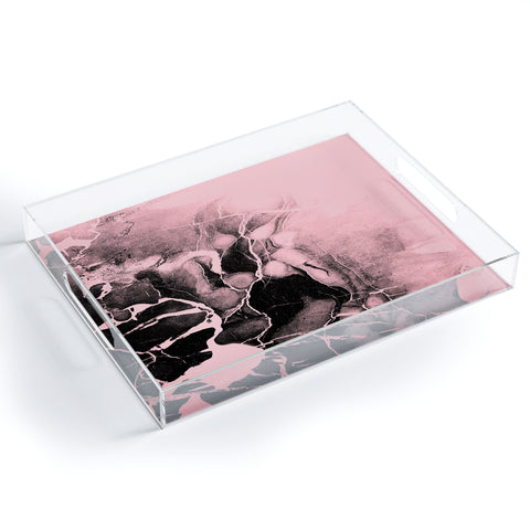 Emanuela Carratoni Black Marble and Pink Acrylic Tray