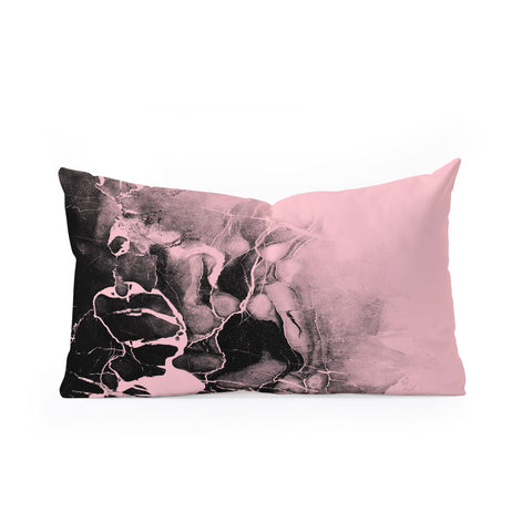 Emanuela Carratoni Black Marble and Pink Oblong Throw Pillow