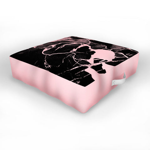 Emanuela Carratoni Black Marble and Pink Outdoor Floor Cushion