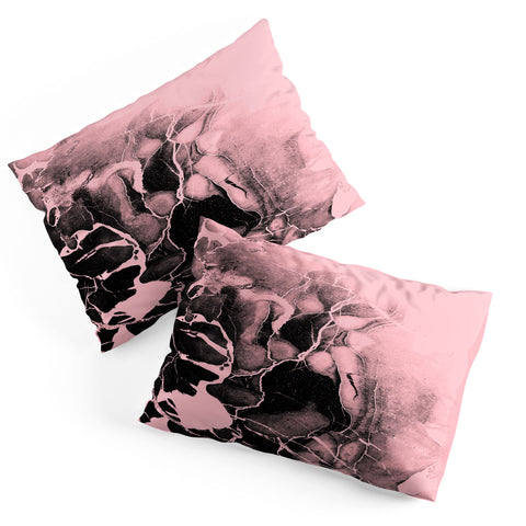 Emanuela Carratoni Black Marble and Pink Pillow Shams