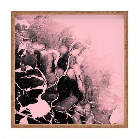 Emanuela Carratoni Black Marble and Pink Square Tray