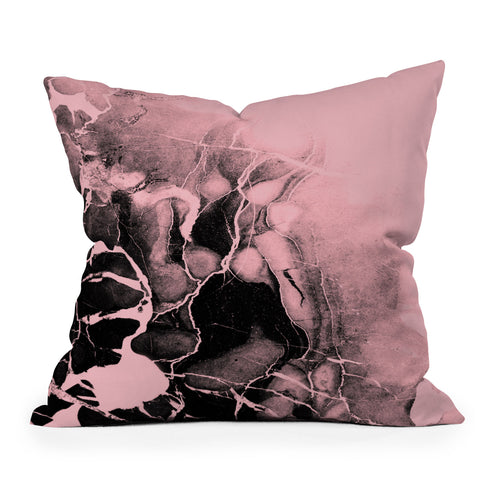 Emanuela Carratoni Black Marble and Pink Throw Pillow