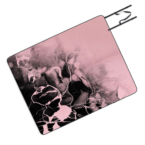 Emanuela Carratoni Black Marble and Pink Picnic Blanket