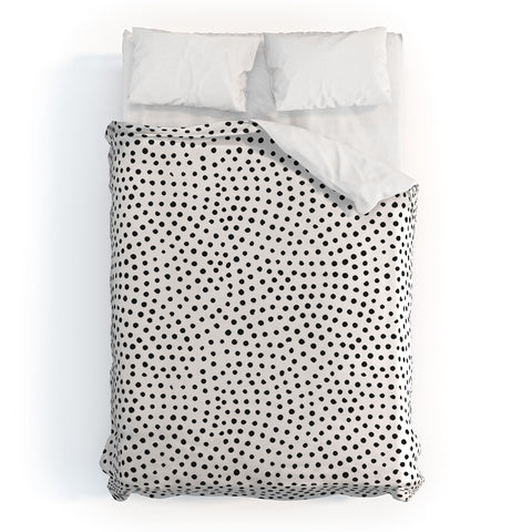 Emanuela Carratoni Black Polka Dots Duvet Cover