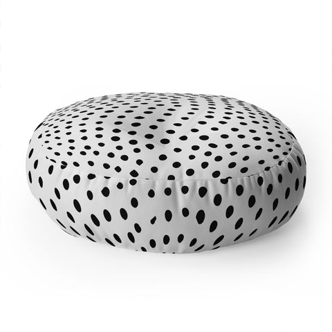 Emanuela Carratoni Black Polka Dots Floor Pillow Round