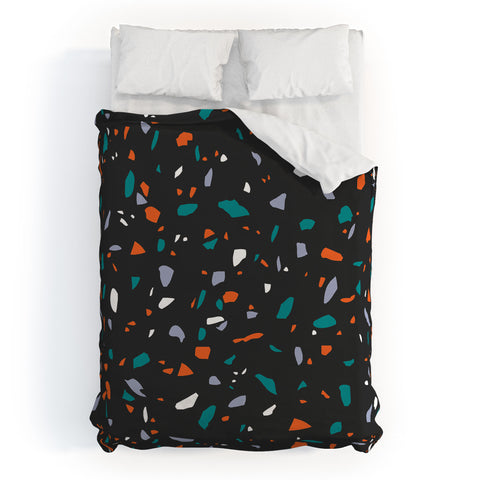Emanuela Carratoni Black Terrazzo Duvet Cover
