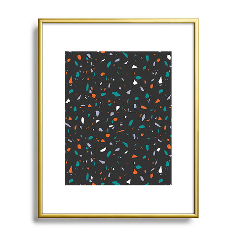 Emanuela Carratoni Black Terrazzo Metal Framed Art Print