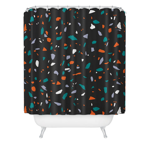 Emanuela Carratoni Black Terrazzo Shower Curtain