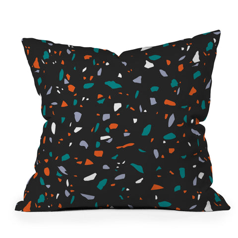 Emanuela Carratoni Black Terrazzo Throw Pillow