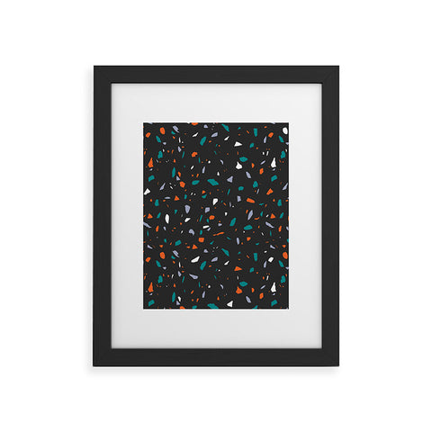Emanuela Carratoni Black Terrazzo Framed Art Print