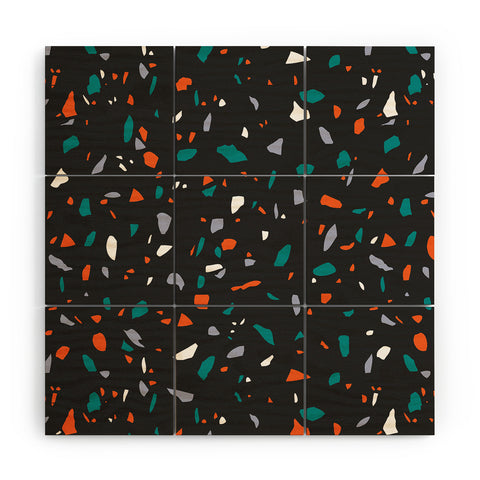Emanuela Carratoni Black Terrazzo Wood Wall Mural