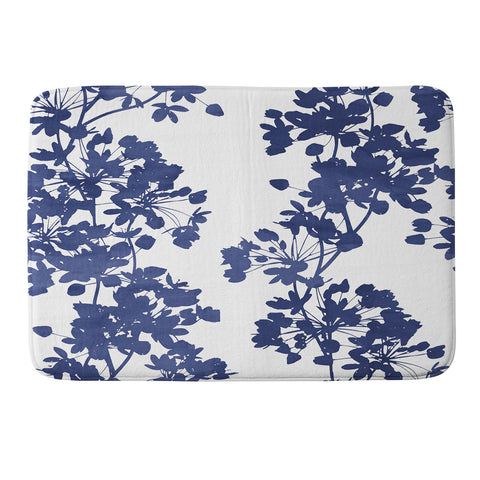 Emanuela Carratoni Blue Delicate Flowers Memory Foam Bath Mat