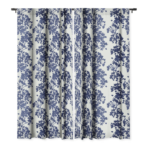 Emanuela Carratoni Blue Delicate Flowers Blackout Window Curtain