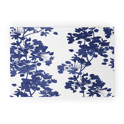 Emanuela Carratoni Blue Delicate Flowers Welcome Mat