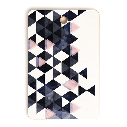 Emanuela Carratoni Blue Geometry Cutting Board Rectangle