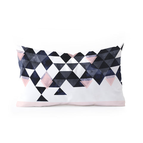 Emanuela Carratoni Blue Geometry Oblong Throw Pillow