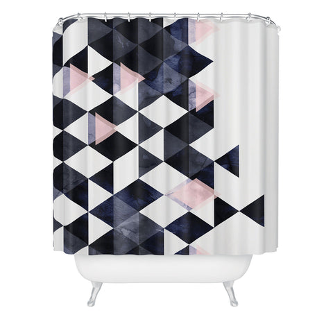 Emanuela Carratoni Blue Geometry Shower Curtain