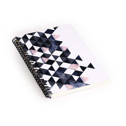 Emanuela Carratoni Blue Geometry Spiral Notebook