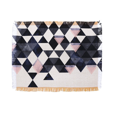 Emanuela Carratoni Blue Geometry Throw Blanket