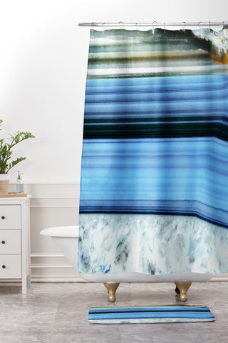 Emanuela Carratoni Blue Shadows Shower Curtain And Mat