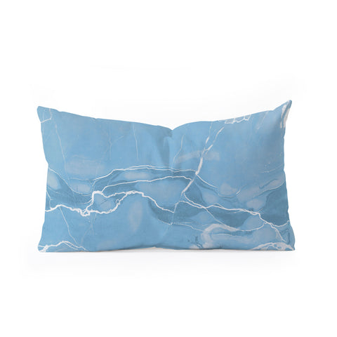 Emanuela Carratoni Blue Sky Marble Oblong Throw Pillow