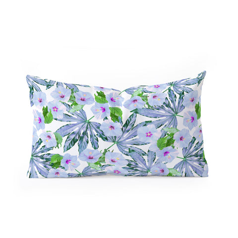 Emanuela Carratoni Blue Tropical Blossom Oblong Throw Pillow