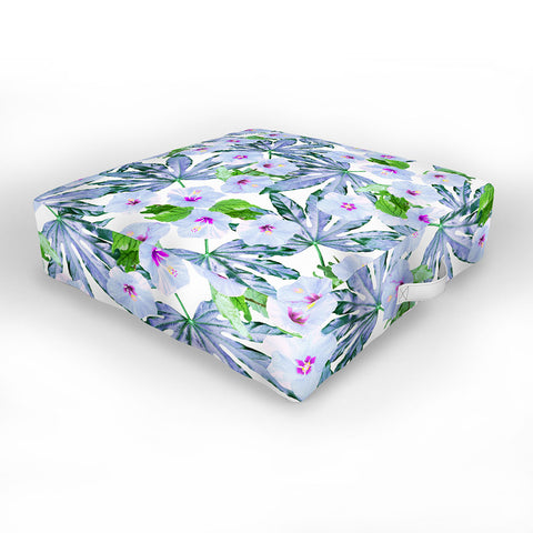 Emanuela Carratoni Blue Tropical Blossom Outdoor Floor Cushion