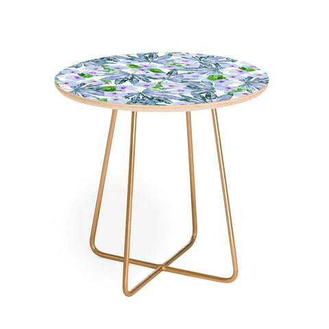 Emanuela Carratoni Blue Tropical Blossom Round Side Table
