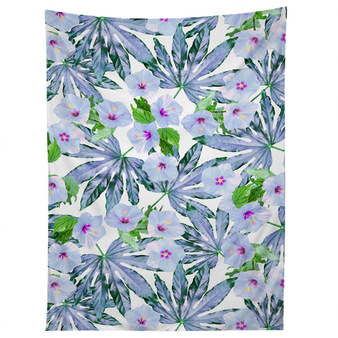 Emanuela Carratoni Blue Tropical Blossom Tapestry
