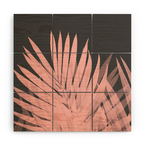 Emanuela Carratoni Blush Palm Leaves Wood Wall Mural