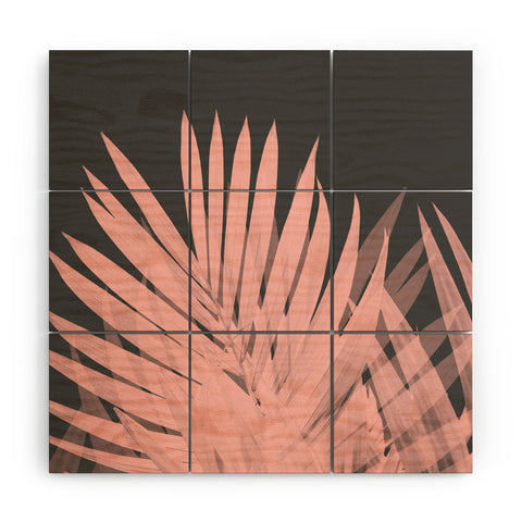Emanuela Carratoni Blush Palm Leaves Wood Wall Mural