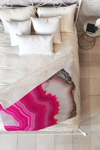 Emanuela Carratoni Bold Pink Agate Fleece Throw Blanket
