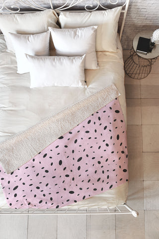 Emanuela Carratoni Bubble Pattern on Pink Fleece Throw Blanket